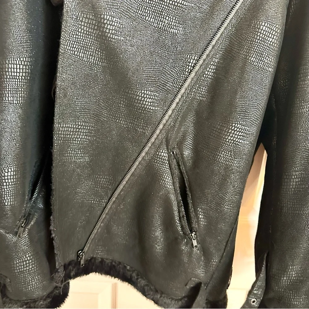 Black hutch moto fur jacket - Picture 4 of 6